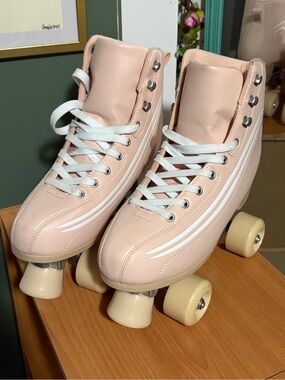 Altar'd State Blush Pink High-Top Roller Skates with Cream Wheels
